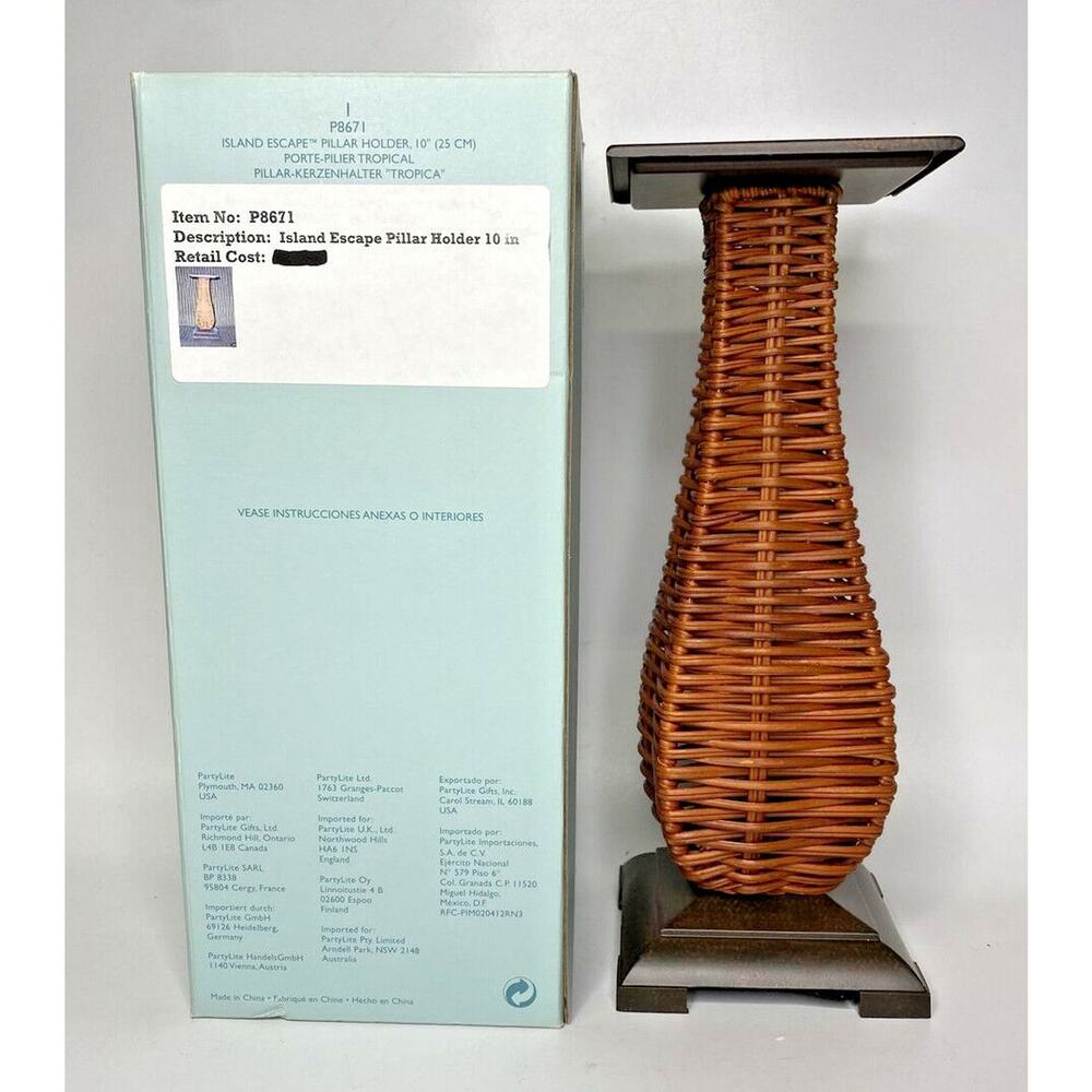 PartyLite Island Escape Pillar Holder 10" Rare Retired NIB P15D/P8671‎ - Picture 2 of 2